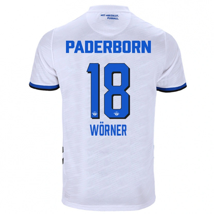 Danxen Barn Marco Wörner #18 Vit Blå Bortatröja Matchtröjor 2025/26 Tröjor T-Tröja