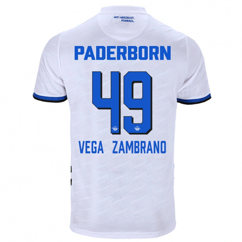 Danxen Barn Joel Vega Zambrano #49 Vit Blå Bortatröja Matchtröjor 2025/26 Tröjor T-Tröja