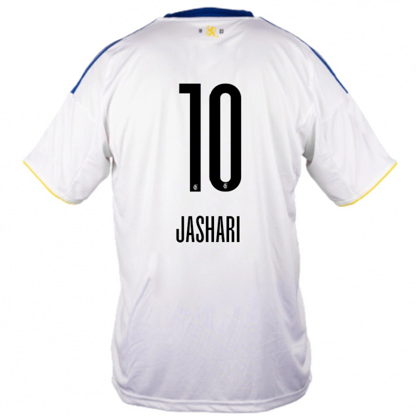 Danxen Barn Ram Jashari #10 Vit Blå Gul Bortatröja Matchtröjor 2025/26 Tröjor T-Tröja