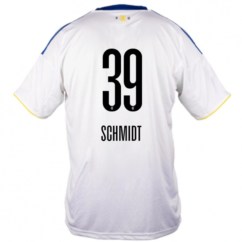 Danxen Barn Patrick Schmidt #39 Vit Blå Gul Bortatröja Matchtröjor 2025/26 Tröjor T-Tröja