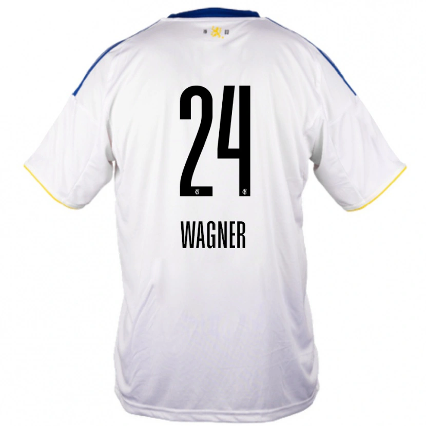Danxen Barn Emma Wagner #24 Vit Blå Gul Bortatröja Matchtröjor 2025/26 Tröjor T-Tröja