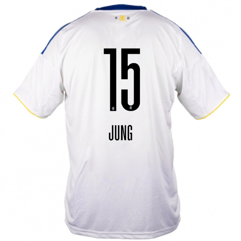 Danxen Barn Elias Jung #15 Vit Blå Gul Bortatröja Matchtröjor 2025/26 Tröjor T-Tröja