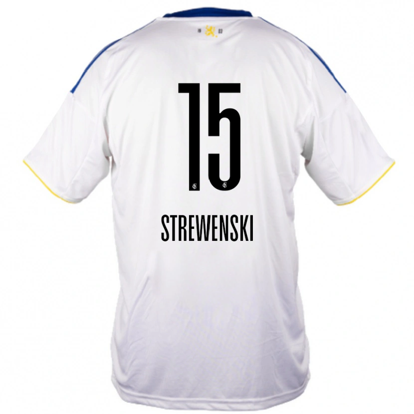 Danxen Barn Lukas Strewenski #15 Vit Blå Gul Bortatröja Matchtröjor 2025/26 Tröjor T-Tröja