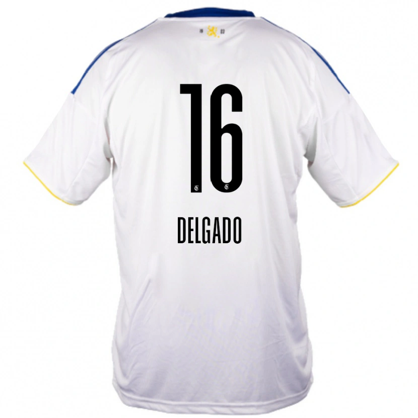 Danxen Barn Thierry Delgado #16 Vit Blå Gul Bortatröja Matchtröjor 2025/26 Tröjor T-Tröja