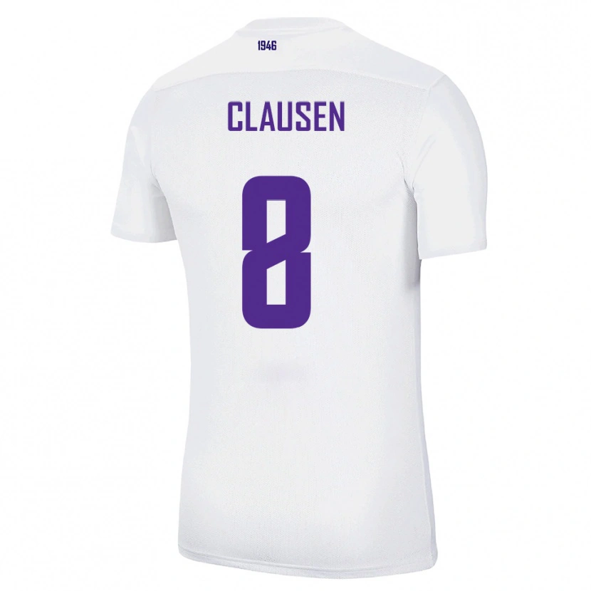 Danxen Barn Mika Clausen #8 Vit Grön Bortatröja Matchtröjor 2025/26 Tröjor T-Tröja