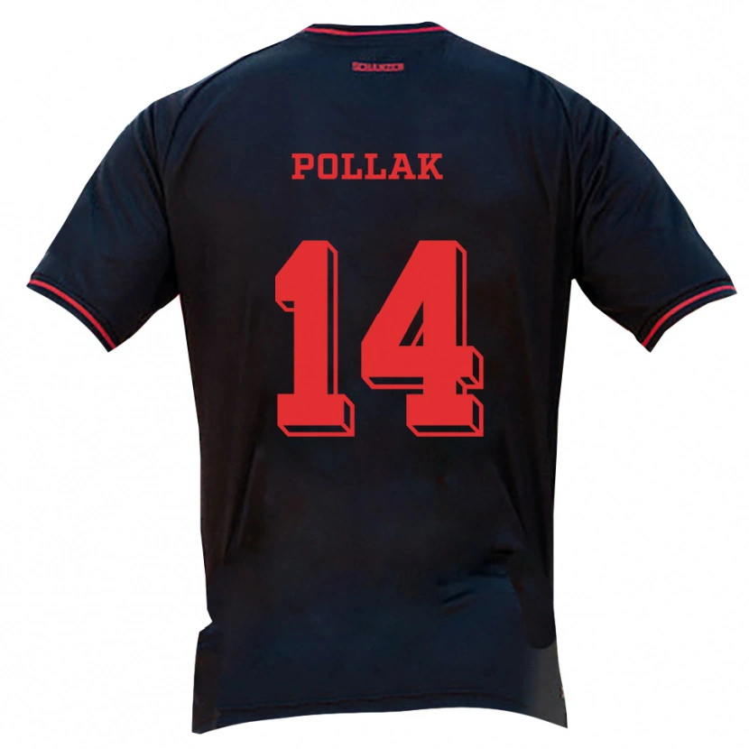 Danxen Barn Florian Pollak #14 Svart Röd Vit Bortatröja Matchtröjor 2025/26 Tröjor T-Tröja