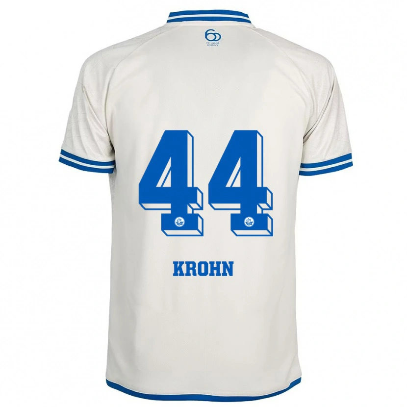 Danxen Barn Tim Krohn #44 Vit Blå Bortatröja Matchtröjor 2025/26 Tröjor T-Tröja