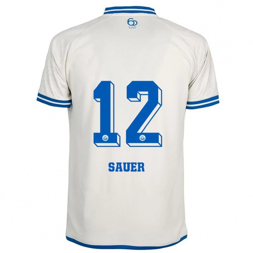Danxen Barn John-Lukas Sauer #12 Vit Blå Bortatröja Matchtröjor 2025/26 Tröjor T-Tröja