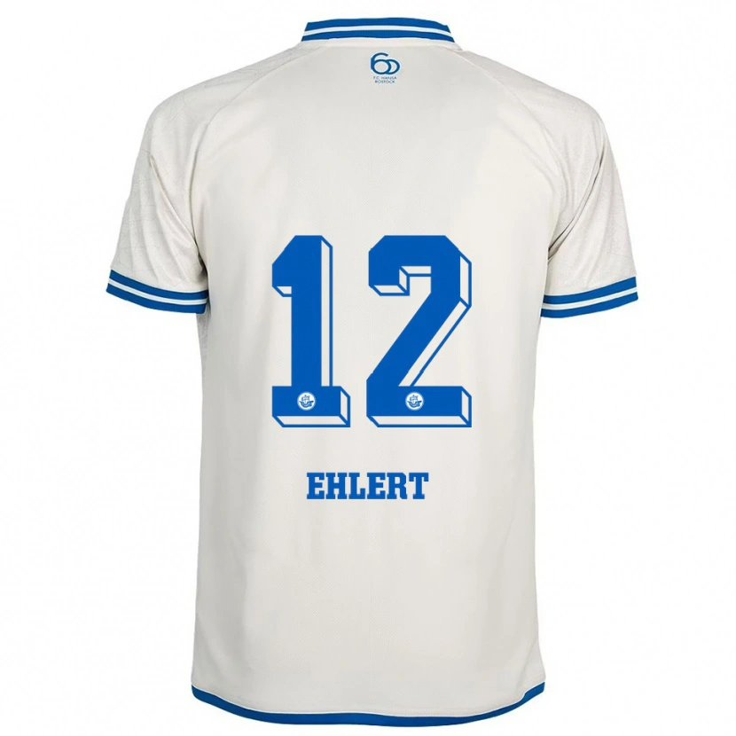 Danxen Barn Jonas Ehlert #12 Vit Blå Bortatröja Matchtröjor 2025/26 Tröjor T-Tröja