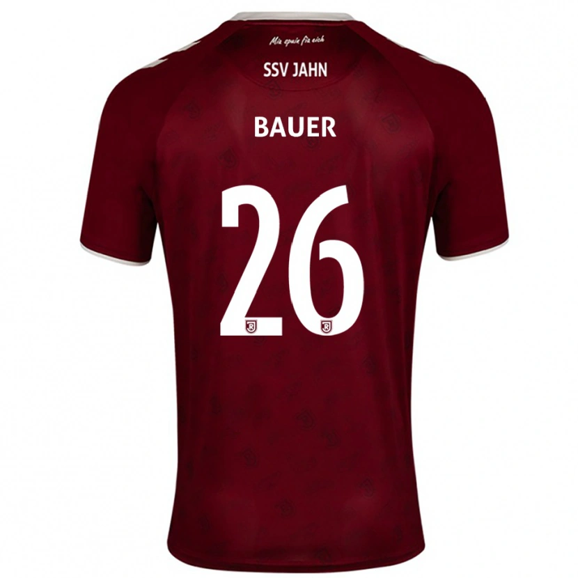 Danxen Barn Benedikt Bauer #26 Vinröd Vit Bortatröja Matchtröjor 2025/26 Tröjor T-Tröja