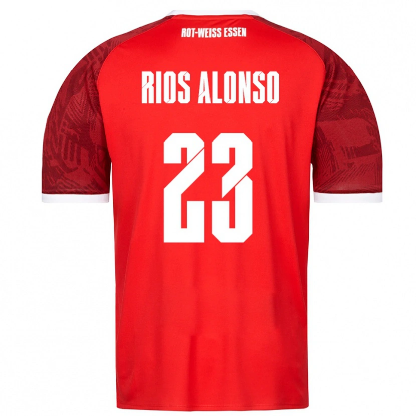 Danxen Barn José Enrique Ríos Alonso #23 Röd Vinröd Vit Bortatröja Matchtröjor 2025/26 Tröjor T-Tröja