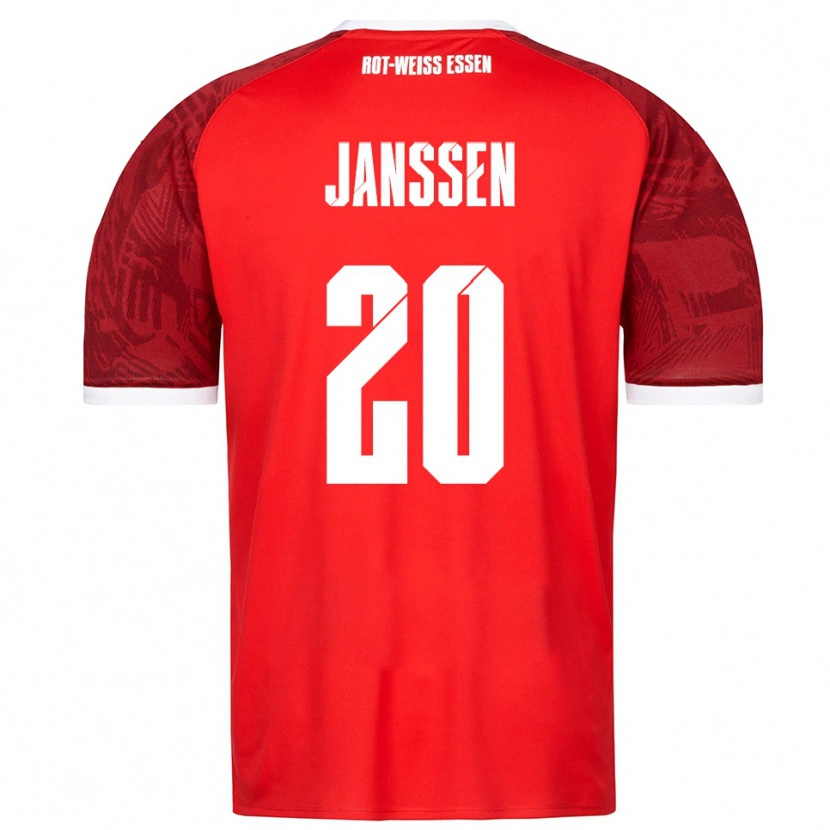 Danxen Barn Marek Janssen #20 Röd Vinröd Vit Bortatröja Matchtröjor 2025/26 Tröjor T-Tröja