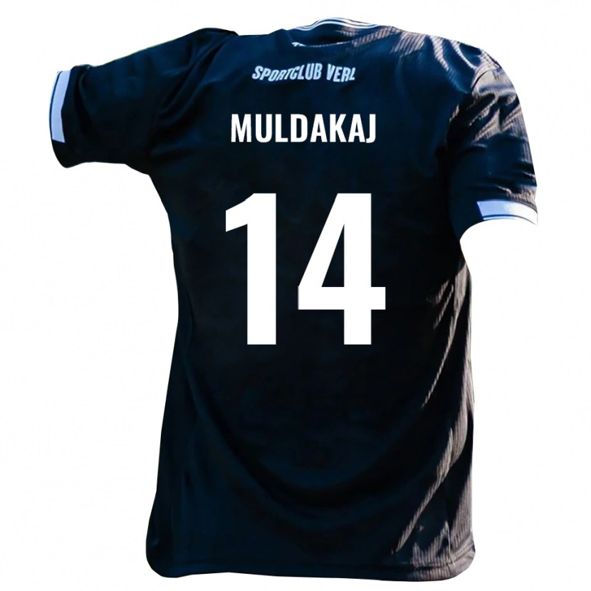 Danxen Barn Ardit Muldakaj #14 Svart Vit Bortatröja Matchtröjor 2025/26 Tröjor T-Tröja