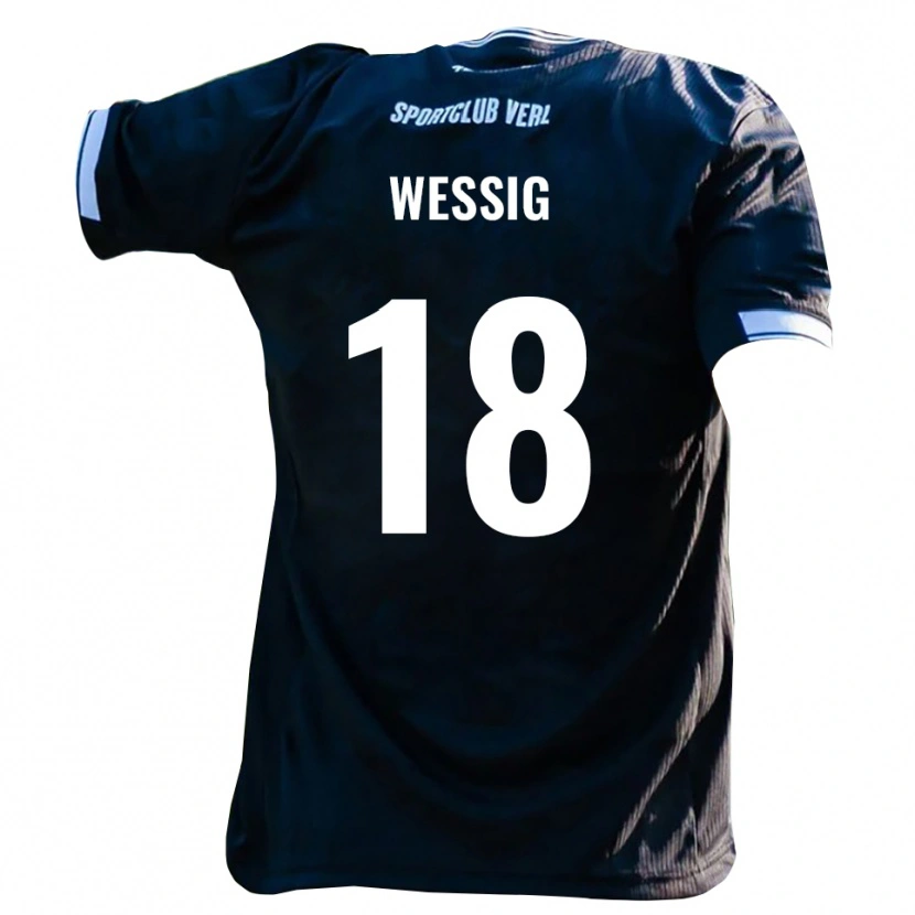 Danxen Barn Fabian Wessig #18 Svart Vit Bortatröja Matchtröjor 2025/26 Tröjor T-Tröja