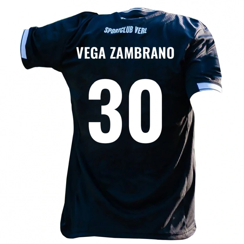 Danxen Barn Lian Vega Zambrano #30 Svart Vit Bortatröja Matchtröjor 2025/26 Tröjor T-Tröja