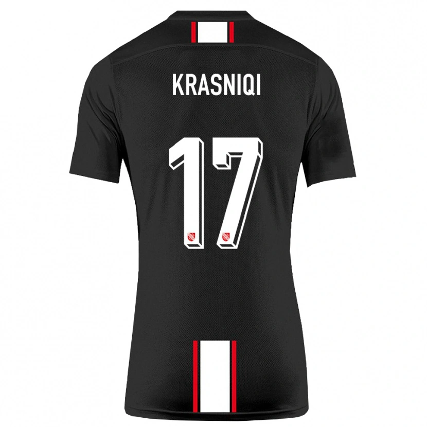 Danxen Barn Ermal Krasniqi #17 Svart Vit Bortatröja Matchtröjor 2025/26 Tröjor T-Tröja