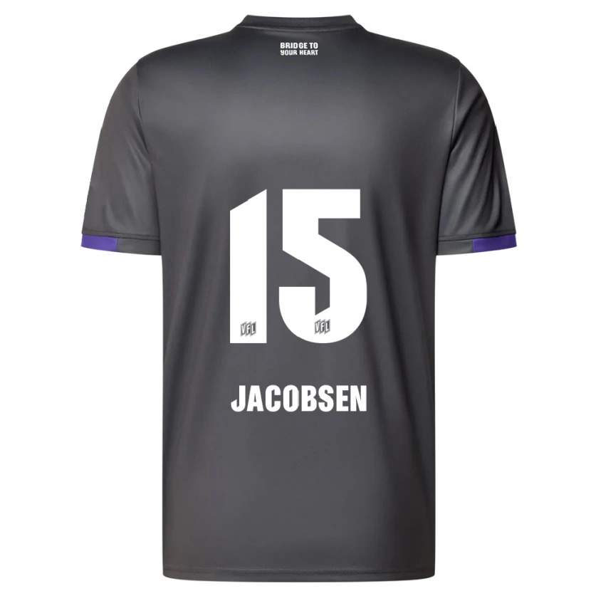 Danxen Barn Bjarke Jacobsen #15 Grå Lila Bortatröja Matchtröjor 2025/26 Tröjor T-Tröja