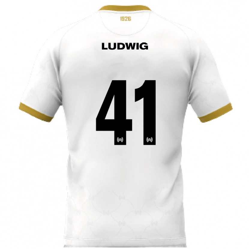 Danxen Barn Finn Ludwig #41 Vit Guld Bortatröja Matchtröjor 2025/26 Tröjor T-Tröja