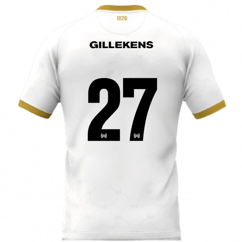 Danxen Barn Jordy Gillekens #27 Vit Guld Bortatröja Matchtröjor 2025/26 Tröjor T-Tröja