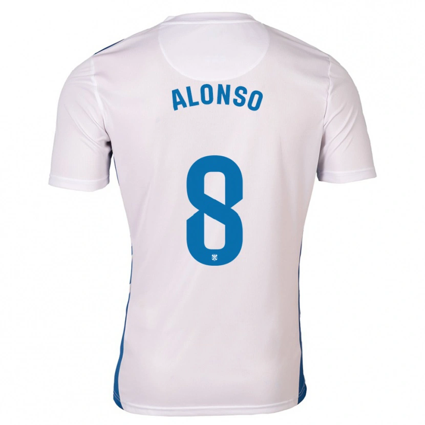 Danxen Män Javi Alonso #8 Vit Blå Hemmatröja Matchtröjor 2025/26 Tröjor T-Tröja
