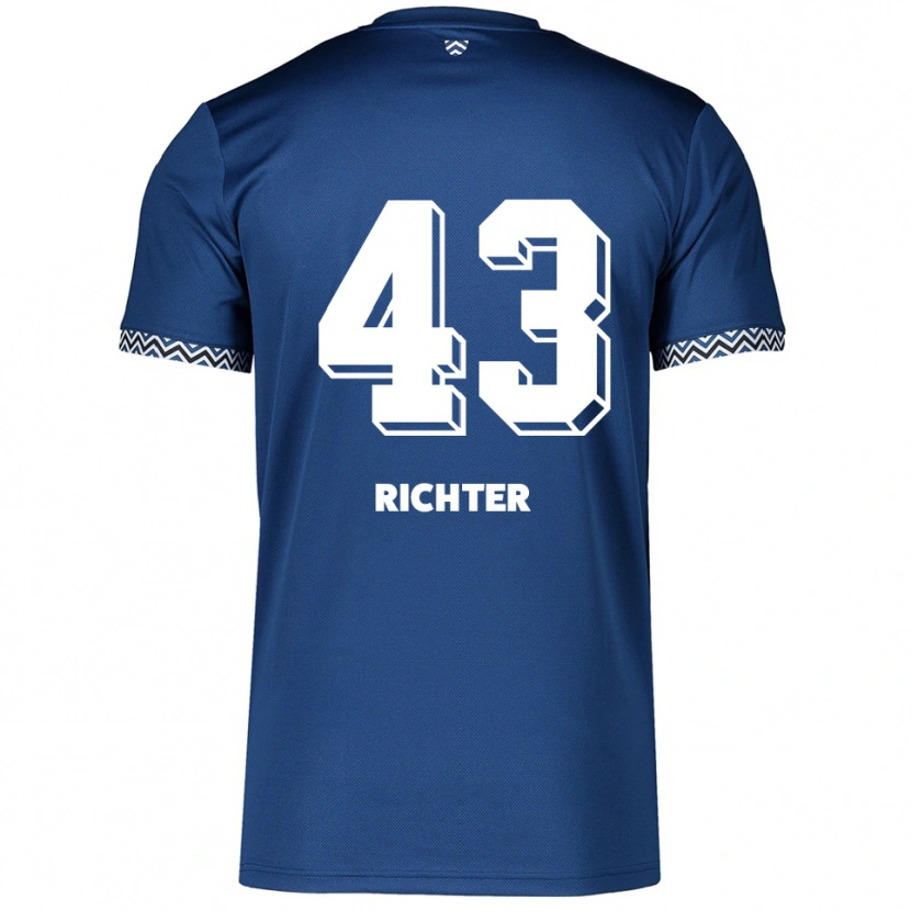 Danxen Män Daniel Richter #43 Marinblå Vit Hemmatröja Matchtröjor 2025/26 Tröjor T-Tröja