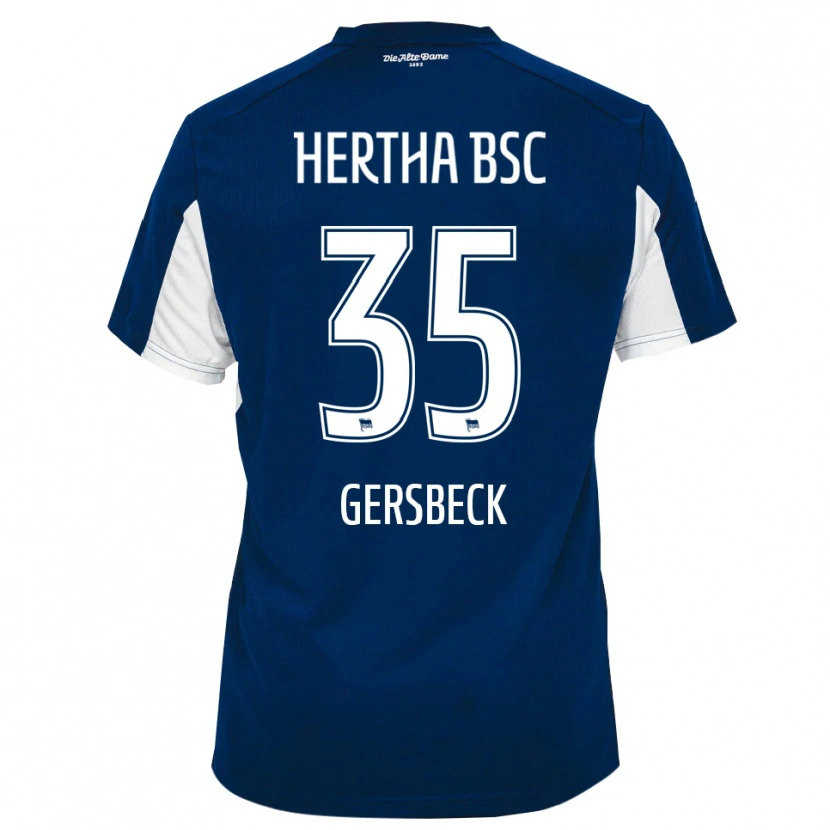 Danxen Män Marius Gersbeck #35 Vit Blå Hemmatröja Matchtröjor 2025/26 Tröjor T-Tröja