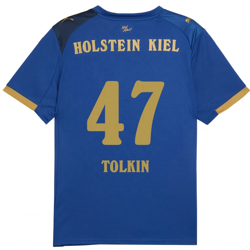 Danxen Män John Tolkin #47 Blå Guld Hemmatröja Matchtröjor 2025/26 Tröjor T-Tröja