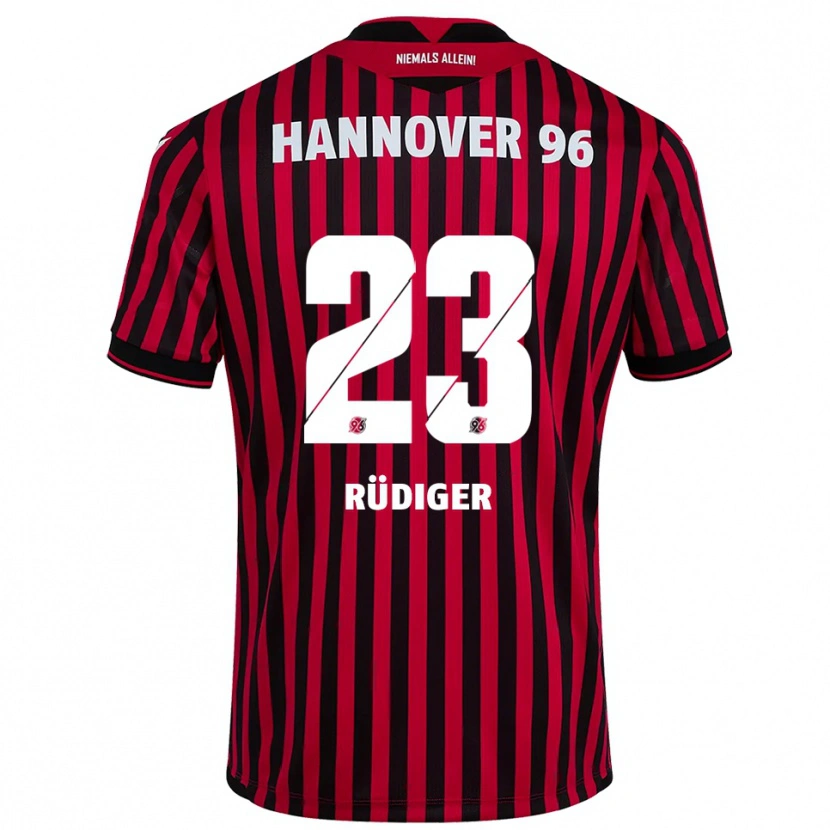 Danxen Män Fin-Luca Rüdiger #23 Röd Svart Hemmatröja Matchtröjor 2025/26 Tröjor T-Tröja