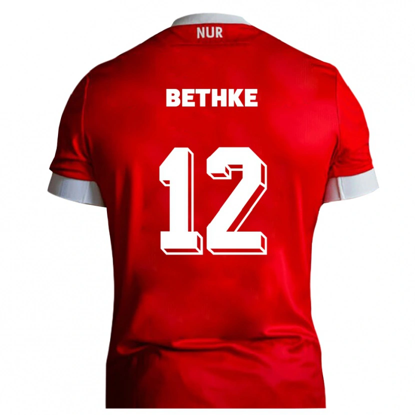 Danxen Män Elias Bethke #12 Röd Vit Hemmatröja Matchtröjor 2025/26 Tröjor T-Tröja