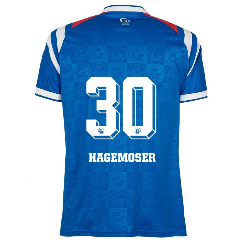 Danxen Män Max Hagemoser #30 Blå Vit Röd Hemmatröja Matchtröjor 2025/26 Tröjor T-Tröja