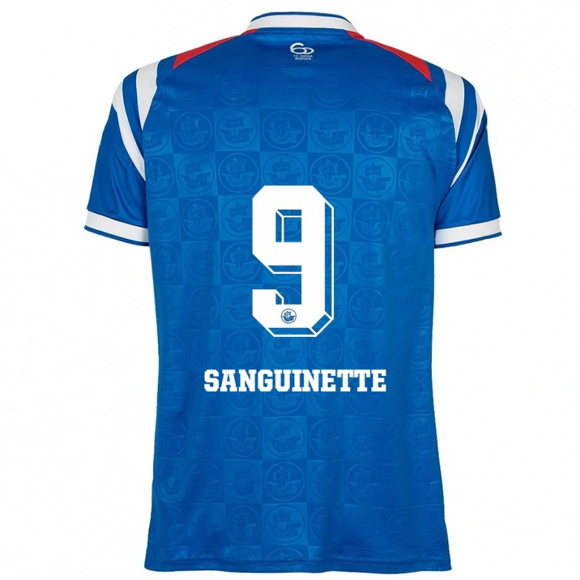 Danxen Män Pierre Sanguinette #9 Blå Vit Röd Hemmatröja Matchtröjor 2025/26 Tröjor T-Tröja