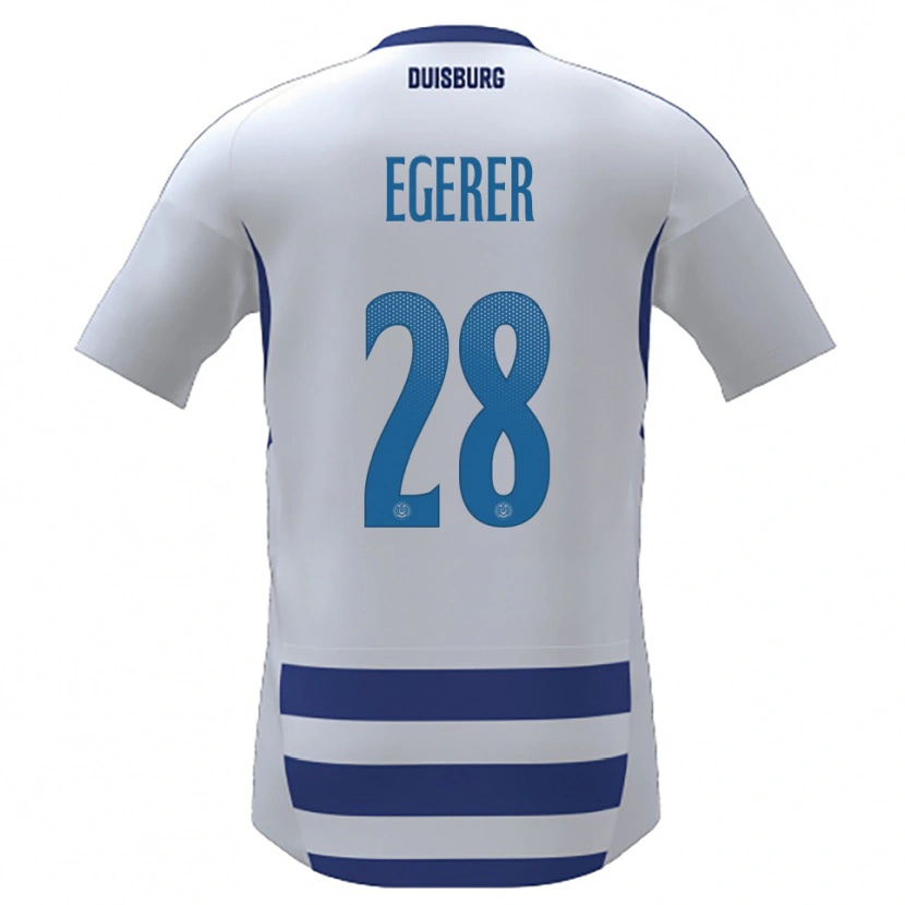 Danxen Män Florian Egerer #28 Vit Blå Hemmatröja Matchtröjor 2025/26 Tröjor T-Tröja