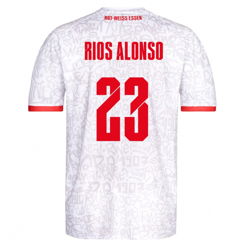 Danxen Män José Enrique Ríos Alonso #23 Vit Röd Hemmatröja Matchtröjor 2025/26 Tröjor T-Tröja