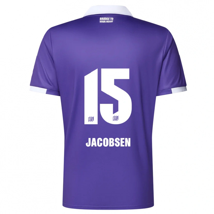 Danxen Män Bjarke Jacobsen #15 Lila Vit Hemmatröja Matchtröjor 2025/26 Tröjor T-Tröja