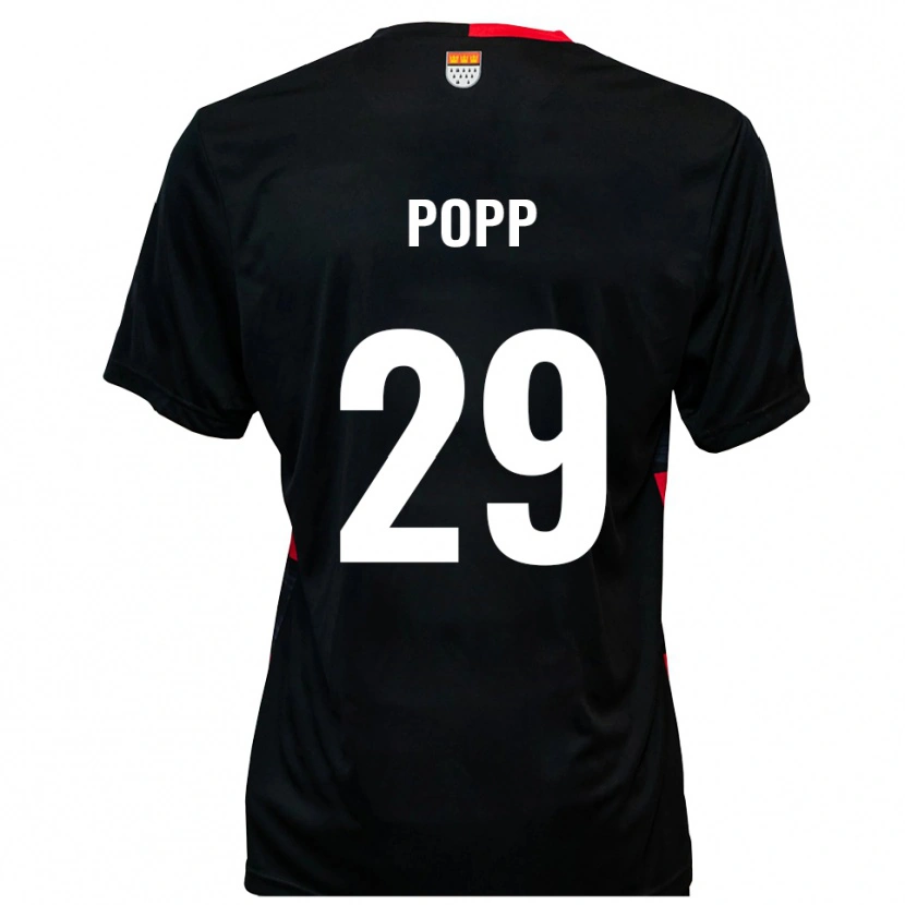 Danxen Män Leander Popp #29 Svart Röd Hemmatröja Matchtröjor 2025/26 Tröjor T-Tröja