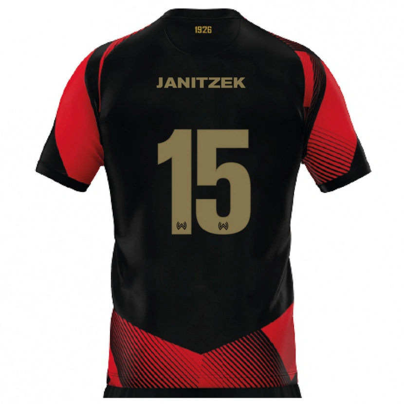 Danxen Män Justin Janitzek #15 Svart Röd Hemmatröja Matchtröjor 2025/26 Tröjor T-Tröja