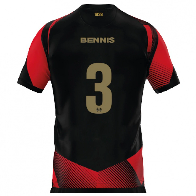 Danxen Män Amir Bennis #3 Svart Röd Hemmatröja Matchtröjor 2025/26 Tröjor T-Tröja