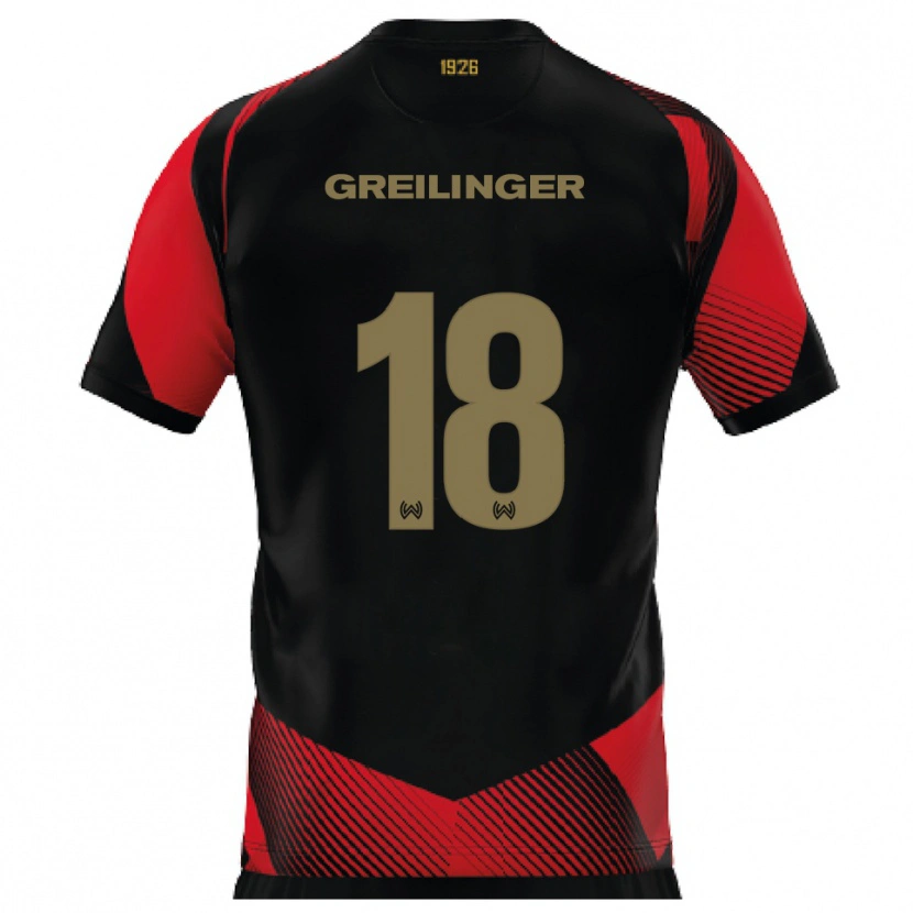 Danxen Män Fabian Greilinger #18 Svart Röd Hemmatröja Matchtröjor 2025/26 Tröjor T-Tröja