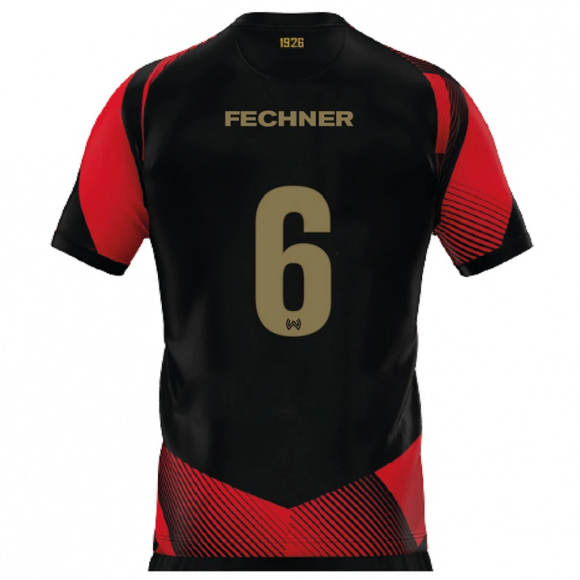 Danxen Män Gino Fechner #6 Svart Röd Hemmatröja Matchtröjor 2025/26 Tröjor T-Tröja