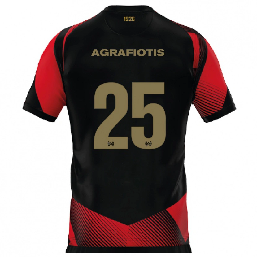 Danxen Män Nikolas Agrafiotis #25 Svart Röd Hemmatröja Matchtröjor 2025/26 Tröjor T-Tröja
