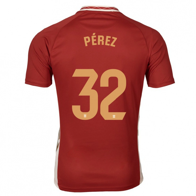 Danxen Män Joel Pérez #32 Vinröd Guld Bortatröja Matchtröjor 2025/26 Tröjor T-Tröja