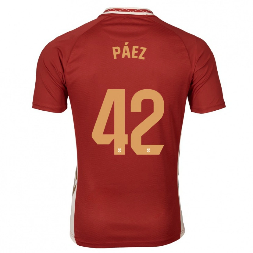 Danxen Män David Páez #42 Vinröd Guld Bortatröja Matchtröjor 2025/26 Tröjor T-Tröja