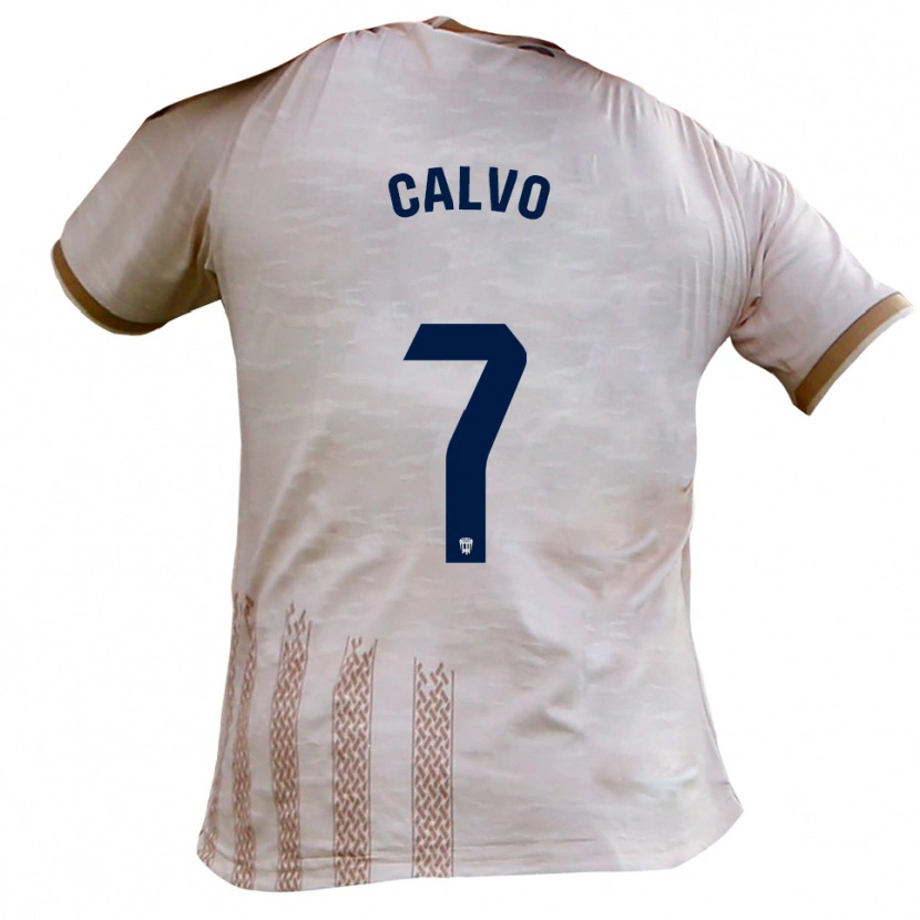 Danxen Män Borja Calvo #7 Benvit Brun Bortatröja Matchtröjor 2025/26 Tröjor T-Tröja