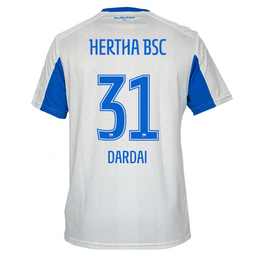 Danxen Män Márton Dárdai #31 Vit Blå Bortatröja Matchtröjor 2025/26 Tröjor T-Tröja