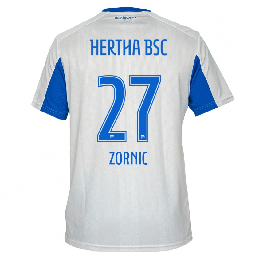 Danxen Män Tarek Zornic #27 Vit Blå Bortatröja Matchtröjor 2025/26 Tröjor T-Tröja
