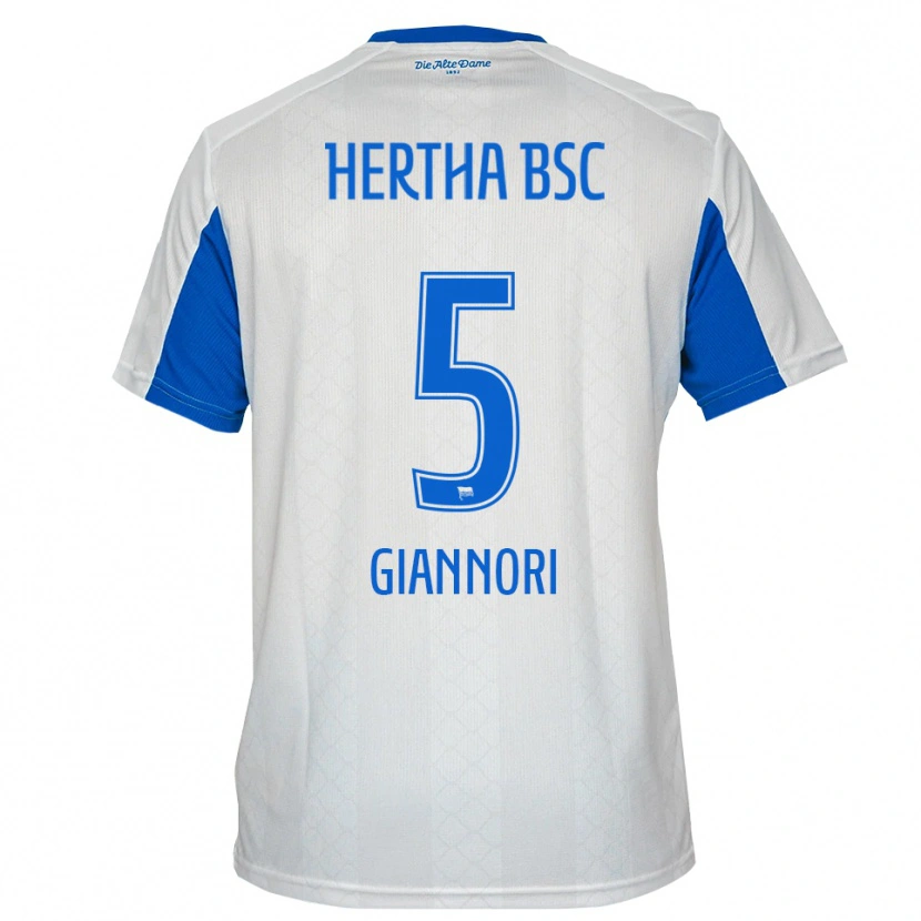Danxen Män Nora Giannori #5 Vit Blå Bortatröja Matchtröjor 2025/26 Tröjor T-Tröja