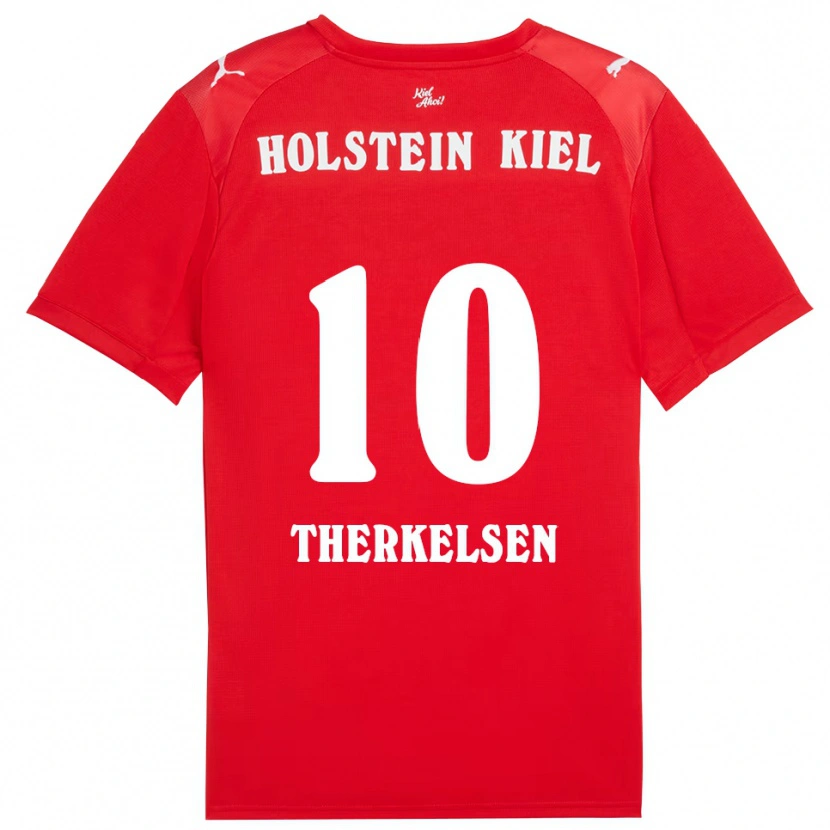Danxen Män Jonas Therkelsen #10 Röd Blå Bortatröja Matchtröjor 2025/26 Tröjor T-Tröja