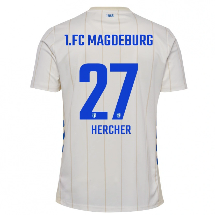 Danxen Män Philipp Hercher #27 Vit Blå Bortatröja Matchtröjor 2025/26 Tröjor T-Tröja