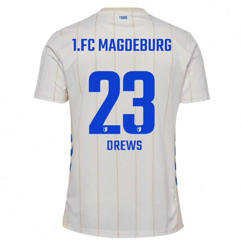 Danxen Män Adrian Drews #23 Vit Blå Bortatröja Matchtröjor 2025/26 Tröjor T-Tröja