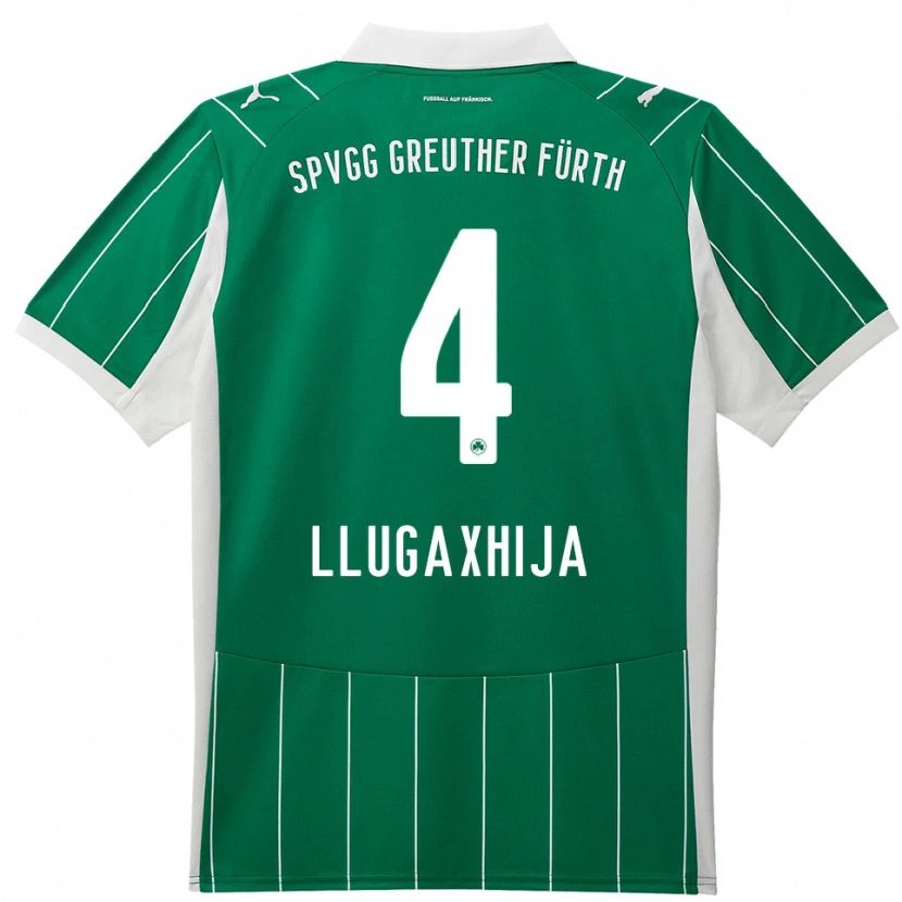 Danxen Män Florian Llugaxhija #4 Grön Vit Bortatröja Matchtröjor 2025/26 Tröjor T-Tröja
